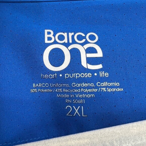 Barco One - Men's V-Neck 4 Pocket Scrub Top Men's size 2xl blue NWT - Picture 2 of 13